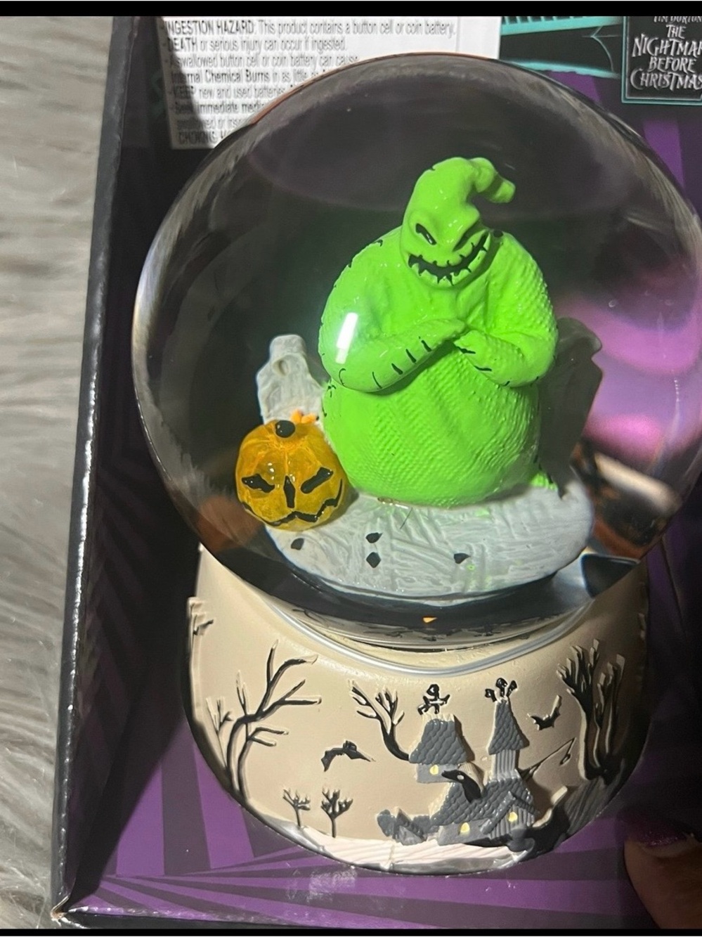 Disney Oogie Boogie Green Snow Globe with Pumpkin Accent